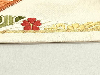 平和屋着物●六通柄袋帯　唐織　松風　桃山有職文様　金糸　正絹　逸品　DAAY0271ob