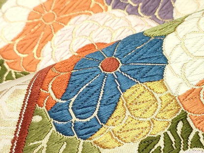 平和屋着物●六通柄袋帯　唐織　松風　桃山有職文様　金糸　正絹　逸品　DAAY0271ob