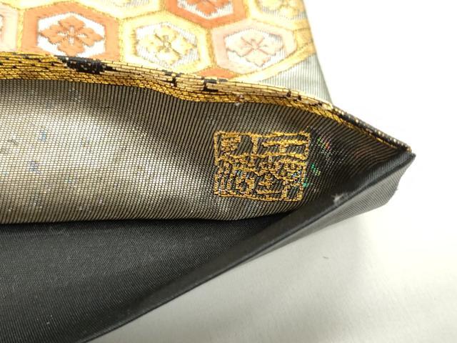 平和屋着物●六通柄袋帯　唐織　作家物　錦雅四季花文　金糸　引箔　正絹　逸品　DAAY0278ob