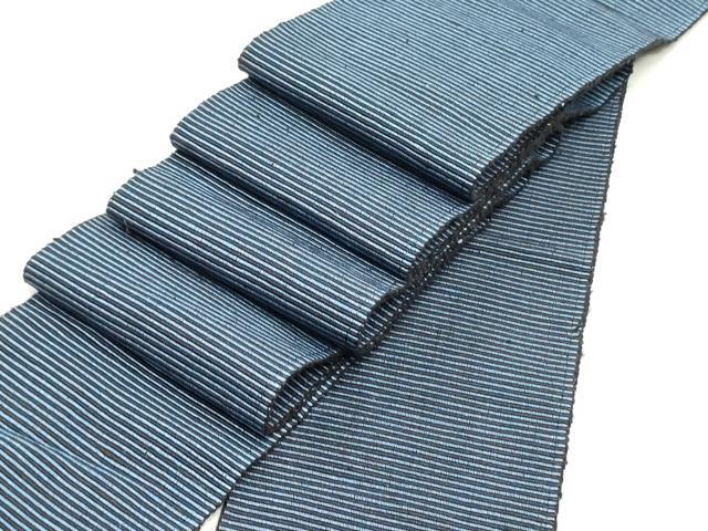平和屋着物●男性　両面　角帯　紬地　横段文　正絹　逸品　DAAY0338ob