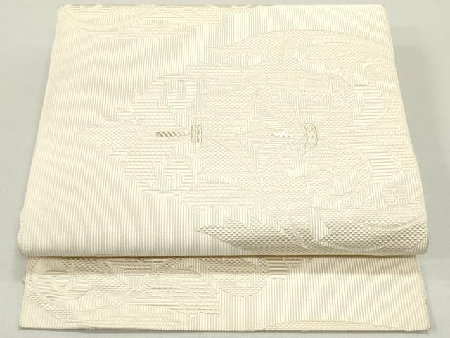 平和屋着物●本場筑前博多織 八寸名古屋帯 更紗花唐草文 象牙色 金糸 正絹 逸品 DAAY0340ob
