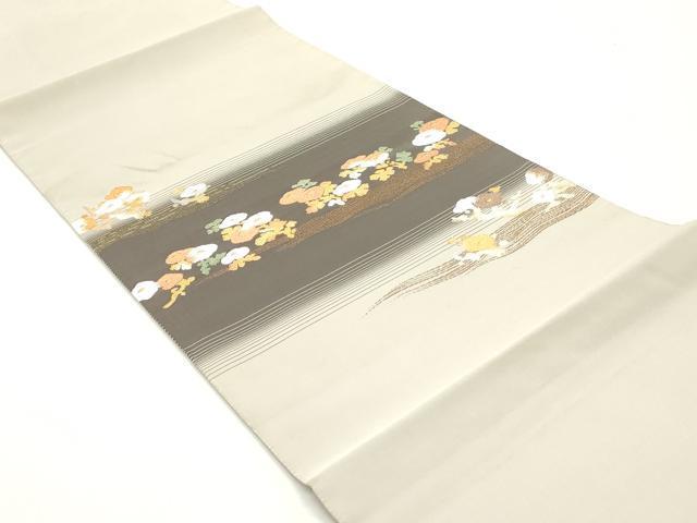 平和屋着物●田中工芸織物 祥園謹製　克絲綴　太鼓柄袋帯　枝梅菊文　金糸　正絹　逸品　DAAY0353ob
