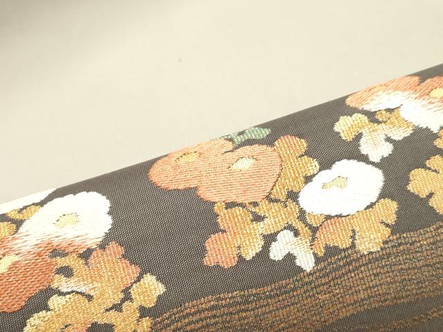 平和屋着物●田中工芸織物 祥園謹製　克絲綴　太鼓柄袋帯　枝梅菊文　金糸　正絹　逸品　DAAY0353ob