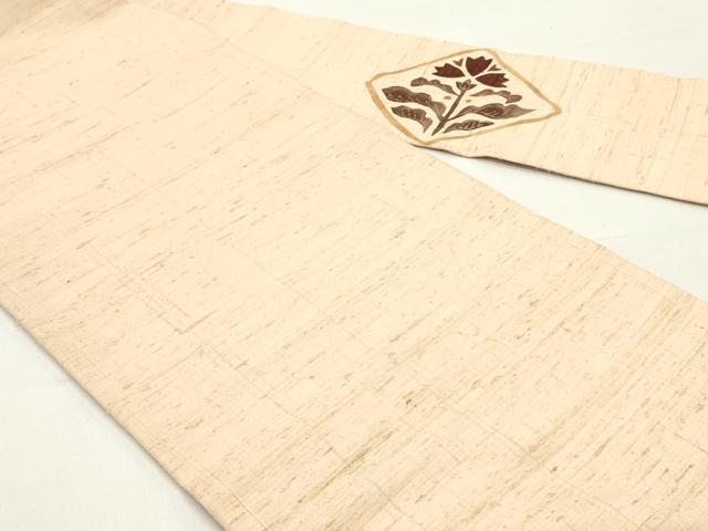 平和屋着物●九寸名古屋帯 ろうけつ染め 生紬 花菱文 正絹 逸品 DAAY0355ob