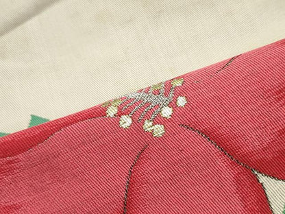 平和屋着物●アンティーク　大正ロマン　九寸名古屋帯　唐織　洋花文　金銀糸　正絹　逸品　DAAY0360ob