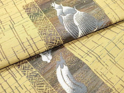 平和屋着物●本場筑前博多織 八寸名古屋帯 短冊成り物文 正絹 逸品 DAAY0364ob