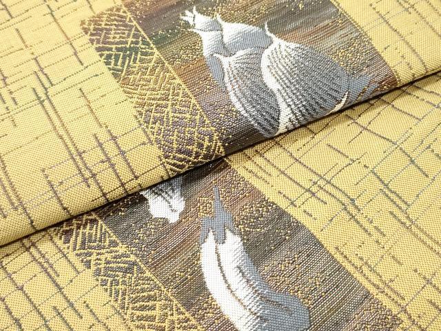 平和屋着物●本場筑前博多織 八寸名古屋帯 短冊成り物文 正絹 逸品 DAAY0364ob