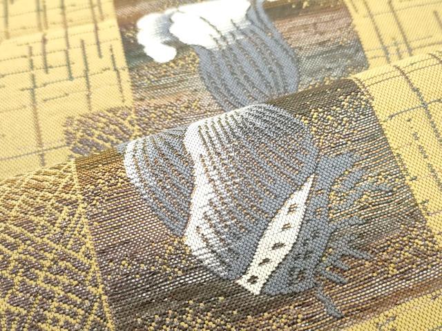 平和屋着物●本場筑前博多織 八寸名古屋帯 短冊成り物文 正絹 逸品 DAAY0364ob