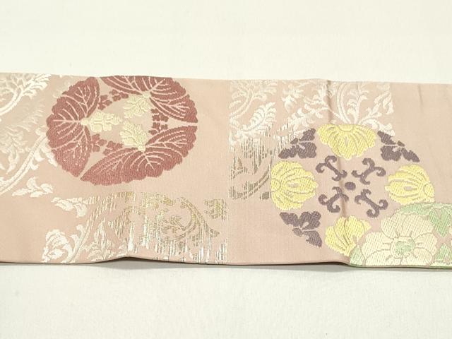 平和屋着物●西陣 川島織物 九寸名古屋帯 唐織 市松花丸文 金銀糸 正絹 逸品 DAAY0369ob