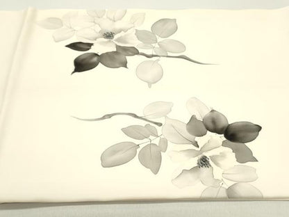 平和屋着物●塩瀬　九寸開き名古屋帯　作家物　手描き　枝花文　金彩　正絹　逸品　DAAY0371ob