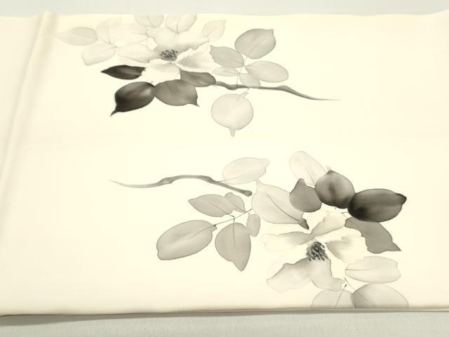 平和屋着物●塩瀬　九寸開き名古屋帯　作家物　手描き　枝花文　金彩　正絹　逸品　DAAY0371ob