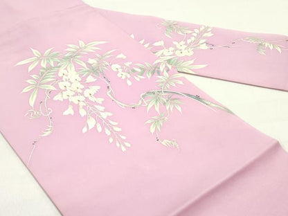 平和屋着物●塩瀬　九寸名古屋帯　枝垂れ藤文　金彩　正絹　逸品　DAAY0375ob