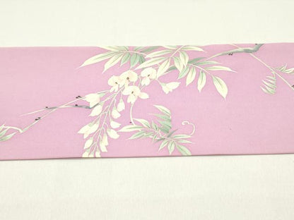 平和屋着物●塩瀬　九寸名古屋帯　枝垂れ藤文　金彩　正絹　逸品　DAAY0375ob