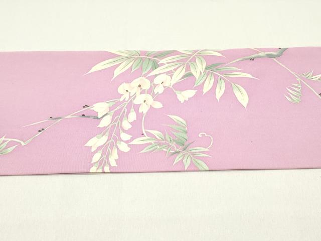 平和屋着物●塩瀬　九寸名古屋帯　枝垂れ藤文　金彩　正絹　逸品　DAAY0375ob
