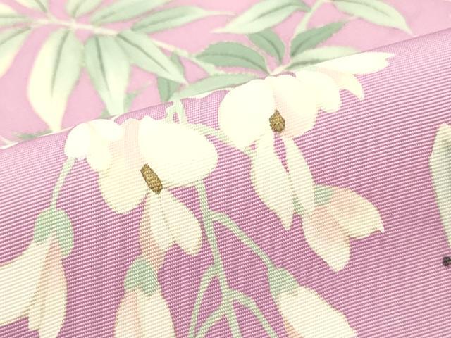 平和屋着物●塩瀬　九寸名古屋帯　枝垂れ藤文　金彩　正絹　逸品　DAAY0375ob