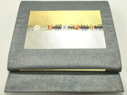 平和屋着物●六通柄袋帯 唐織 色紙花唐草文 金銀糸 正絹 逸品 DAAY0378ob