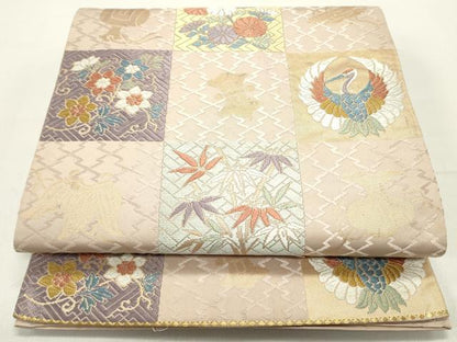 平和屋着物●六通柄袋帯 唐織 能衣 万葉錦 金糸 正絹 逸品 DAAY0382ob