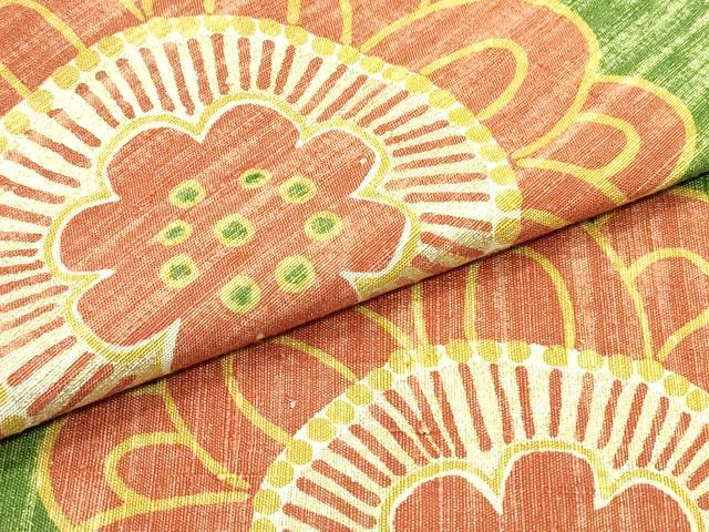 平和屋着物○九寸名古屋帯 紬地 型染め 舞花文 金彩 正絹