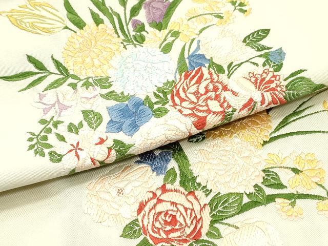 平和屋着物●九寸名古屋帯　唐織　欧州花飾文　正絹　逸品　DAAY0413ob 平和屋着物○九寸名古屋帯 唐織 欧州花飾文 正絹 逸品 DAAY0413ob