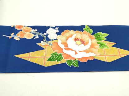平和屋着物●塩瀬　九寸名古屋帯　蜀江飾花文　金彩　正絹　逸品　DAAY0421ob