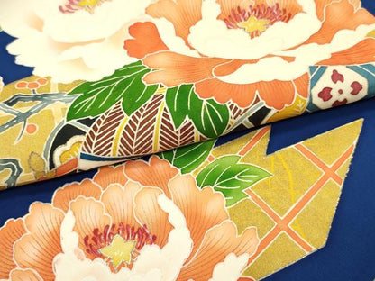 平和屋着物●塩瀬　九寸名古屋帯　蜀江飾花文　金彩　正絹　逸品　DAAY0421ob