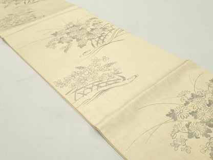 平和屋着物●六通柄　本袋帯　籬草花文　正絹　逸品　DAAY0455ob