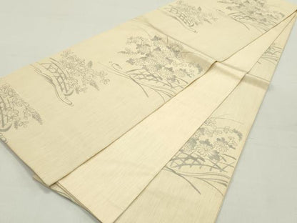 平和屋着物●六通柄　本袋帯　籬草花文　正絹　逸品　DAAY0455ob