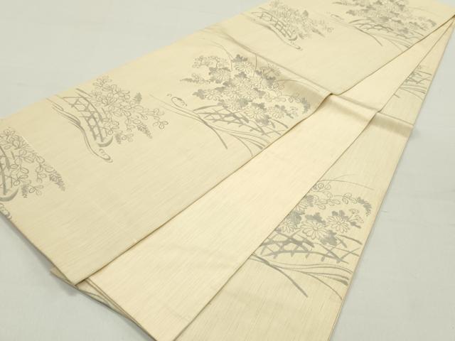 平和屋着物●六通柄　本袋帯　籬草花文　正絹　逸品　DAAY0455ob