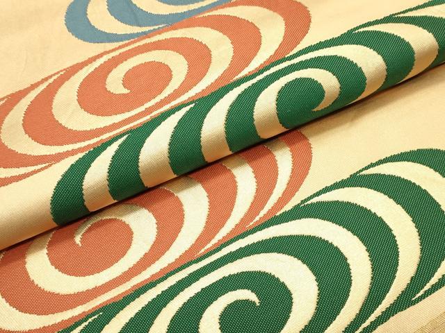 平和屋着物●西陣 川島織物 九寸開き名古屋帯 抽象文様 金糸 正絹 逸品 DAAY0456ob