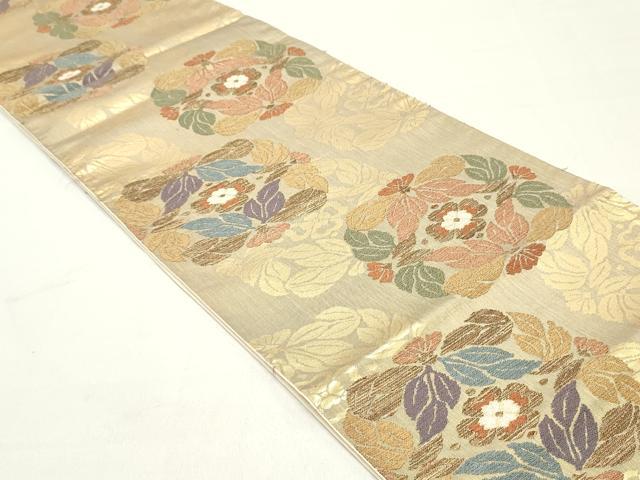 平和屋着物●六通柄袋帯 作家者 古代草花文 金糸 正絹 逸品 DAAY0458ob