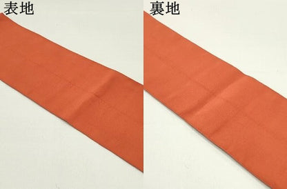 平和屋着物●爪掻き本綴れ 半幅帯 赤丹色 正絹 逸品 DAAY0482ob