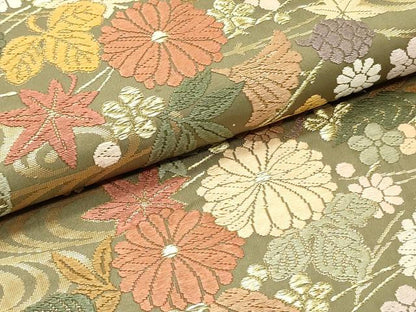 平和屋着物●六通柄袋帯 唐織 流水草花文 金糸 正絹 逸品 DAAY0488ob