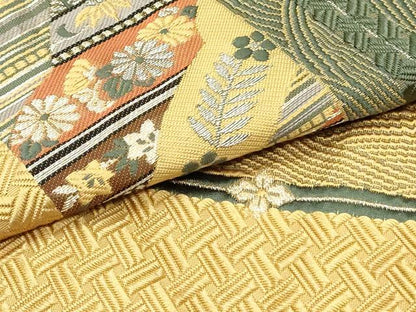 平和屋着物●本場筑前博多織 八寸名古屋帯 立波草花間道 銀糸 正絹 逸品 DAAY0520ob