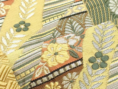 平和屋着物●本場筑前博多織 八寸名古屋帯 立波草花間道 銀糸 正絹 逸品 DAAY0520ob