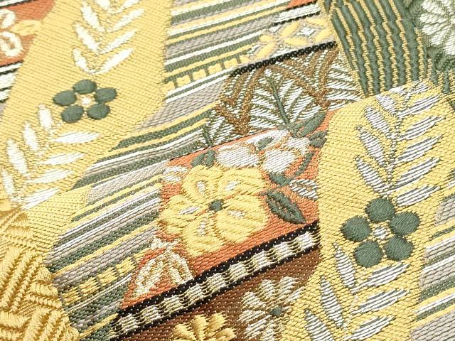 平和屋着物●本場筑前博多織 八寸名古屋帯 立波草花間道 銀糸 正絹 逸品 DAAY0520ob