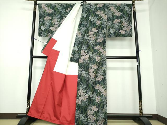 平和屋着物●本場染大島紬　アンサンブル　草花文　正絹　逸品　未使用　DAAY1001ps