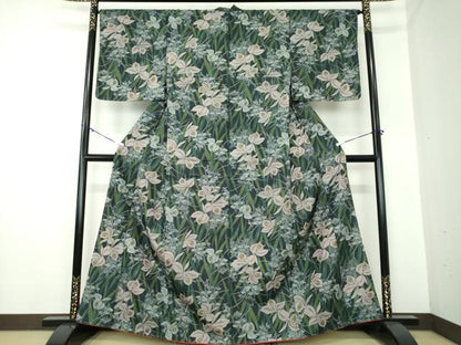 平和屋着物●本場染大島紬　アンサンブル　草花文　正絹　逸品　未使用　DAAY1001ps