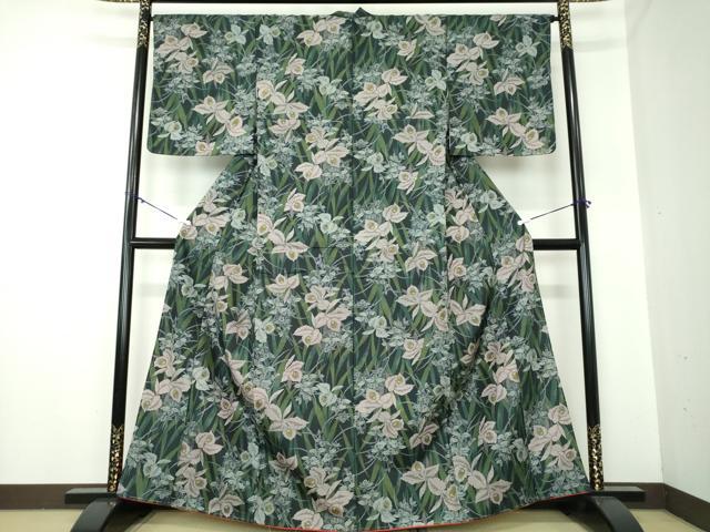 平和屋着物●本場染大島紬　アンサンブル　草花文　正絹　逸品　未使用　DAAY1001ps