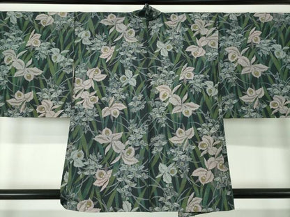 平和屋着物●本場染大島紬　アンサンブル　草花文　正絹　逸品　未使用　DAAY1001ps
