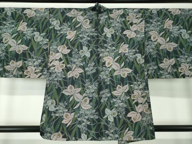 平和屋着物●本場染大島紬　アンサンブル　草花文　正絹　逸品　未使用　DAAY1001ps