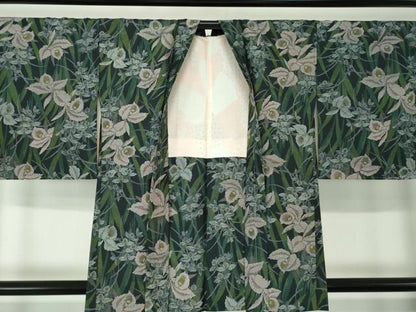 平和屋着物●本場染大島紬　アンサンブル　草花文　正絹　逸品　未使用　DAAY1001ps