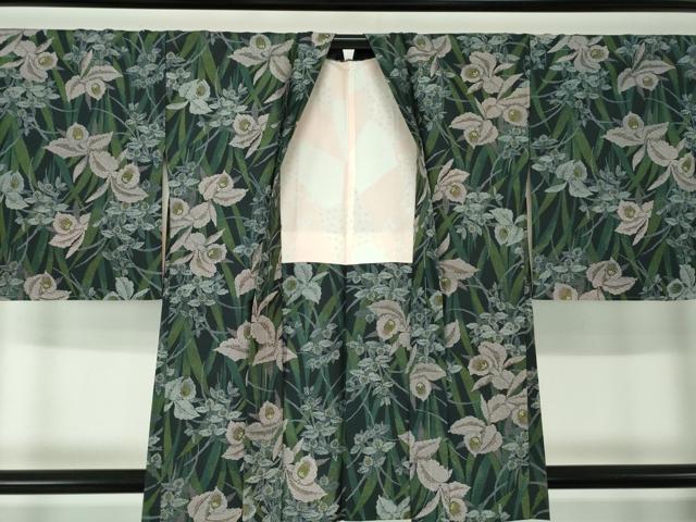 平和屋着物●本場染大島紬　アンサンブル　草花文　正絹　逸品　未使用　DAAY1001ps