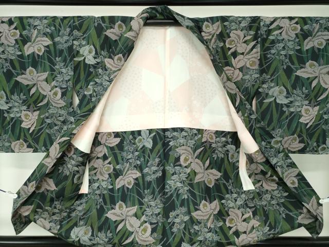 平和屋着物●本場染大島紬　アンサンブル　草花文　正絹　逸品　未使用　DAAY1001ps