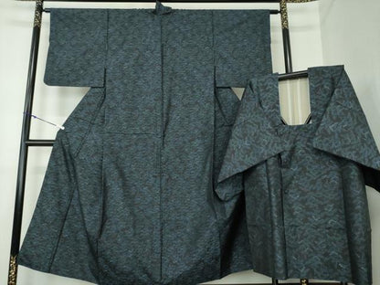平和屋着物●本場大島紬　アンサンブル　道行コートセット　松文　正絹　逸品　DAAY1002ps