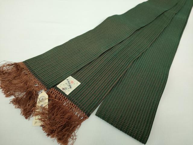 平和屋本店■極上　男性　角帯　紙布角帯　和紙×正絹　焦茶　共箱・証紙付き　逸品　DZAA7462kh5 平和屋本店極上 男性 角帯 紙布角帯 和紙×正絹 焦茶 共箱・証紙