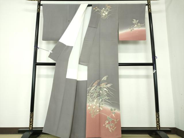 平和屋着物●訪問着　草花文　暈し染め　金彩　正絹　逸品　DAAY1039ps