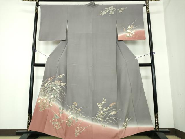 平和屋着物●訪問着　草花文　暈し染め　金彩　正絹　逸品　DAAY1039ps