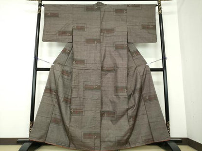 平和屋着物●本場大島紬 9マルキ 横段花文 正絹 逸品 未使用 DAAY1046ps