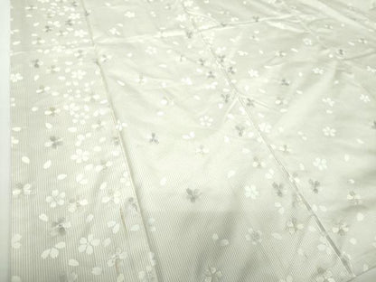 平和屋着物●本場縞大島紬　刺繍　舞桜　正絹　逸品　DAAY1060ps