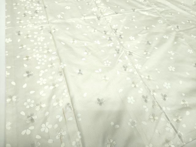 平和屋着物●本場縞大島紬　刺繍　舞桜　正絹　逸品　DAAY1060ps